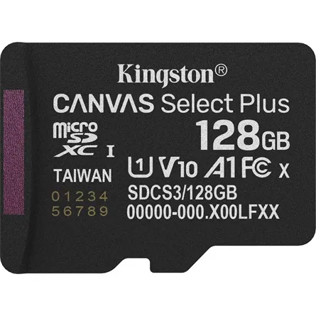 Kingston 128GB microSDXC Canvas Select Plus Gen3 Class 10 UHS-1 A1 V10 adapter nélkül – 3. kép