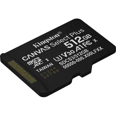 Kingston 512GB microSDXC Canvas Select Plus Gen3 Class 10 UHS-1 A1 V30 adapter nélkül – 2. kép