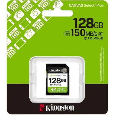 Kingston 128GB SDXC Canvas Select Plus Gen3 Class 10 UHS-I U1 V10