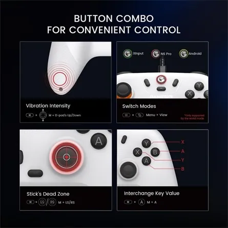 GameSir Nova Lite Multiplatform Bluetooth / USB / vezeték nélküli gamepad fehér – 7. kép
