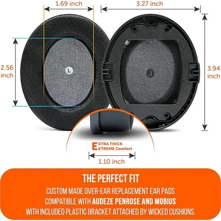 Wicked Cushions Audeze Penrose & Mobius WC FreeZe Cooling Gel gaming fülpárna fekete – 4. kép