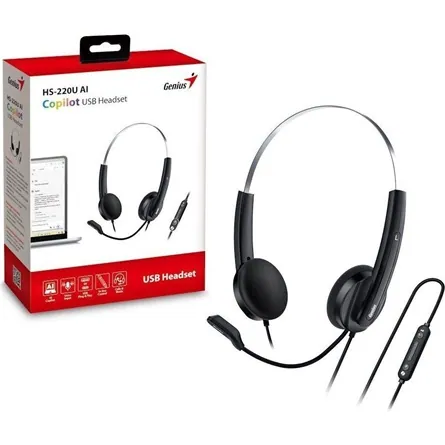 Genius HS-220U AI Headset Black – 3. kép