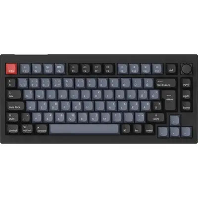 Keychron V1 Max Bluetooth / vezeték nélküli magyar Gateron Jupiter Brown mechanikus billentyűzet fekete-kék