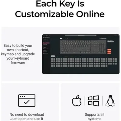 Keychron C2 Pro 8K USB-C magyar Super Red mechanikus billentyűzet szürke (Csomagolás sérült, Bontott!) – 2. kép