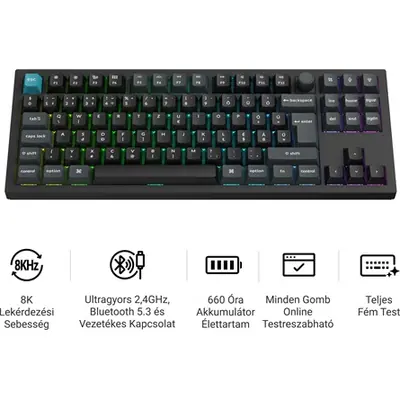 Keychron Q3 Ultra 8K Bluetooth / vezeték nélküli magyar Silk POM Banana mechanikus billentyűzet fekete – 2. kép