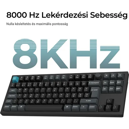 Keychron Q3 Ultra 8K Bluetooth / vezeték nélküli magyar Silk POM Banana mechanikus billentyűzet fekete – 4. kép