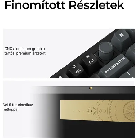 Keychron Q3 Ultra 8K Bluetooth / vezeték nélküli magyar Silk POM Banana mechanikus billentyűzet fekete – 6. kép