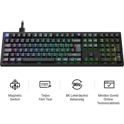 Keychron Q6 HE 8K USB magyar Ultra-fast Lime Magnetic mechanikus billentyűzet fekete – 2. kép