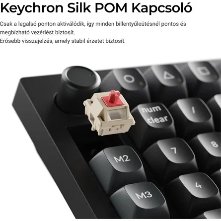 Keychron V0 Ultra 8K Bluetooth / vezeték nélküli Silk POM Banana mechanikus numerikus billentyűzet fekete – 3. kép