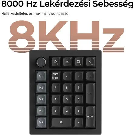 Keychron V0 Ultra 8K Bluetooth / vezeték nélküli Silk POM Banana mechanikus numerikus billentyűzet fekete – 4. kép