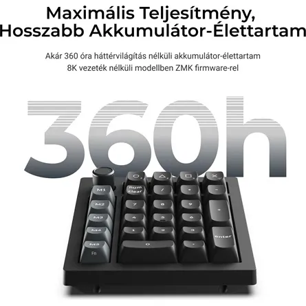 Keychron V0 Ultra 8K Bluetooth / vezeték nélküli Silk POM Banana mechanikus numerikus billentyűzet fekete – 5. kép
