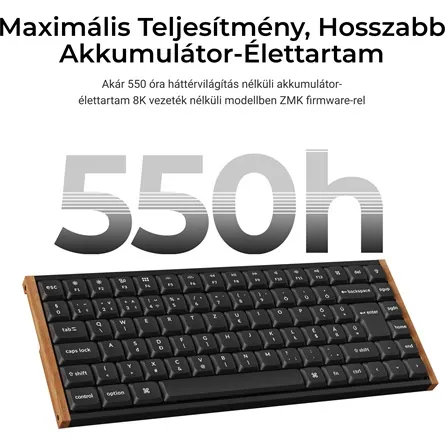 Keychron K3 Ultra 8K Bluetooth / vezeték nélküli magyar Milk POM Red mechanikus billentyűzet fekete – 5. kép