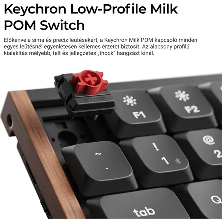 Keychron K3 Ultra 8K Bluetooth / vezeték nélküli magyar Milk POM Brown mechanikus billentyűzet fekete – 3. kép