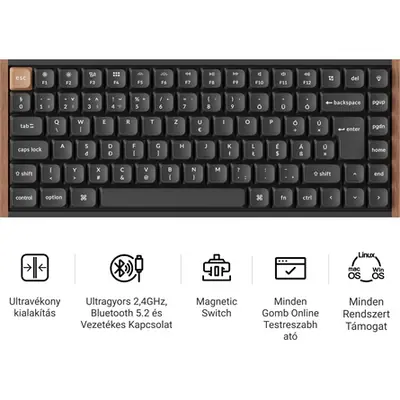 Keychron K3 HE Bluetooth / vezeték nélküli magyar Ultra-fast Lime Magnetic mechanikus billentyűzet fekete – 2. kép