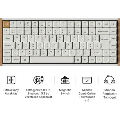 Keychron K3 HE Bluetooth / vezeték nélküli magyar Ultra-fast Lime Magnetic mechanikus billentyűzet fehér – 2. kép