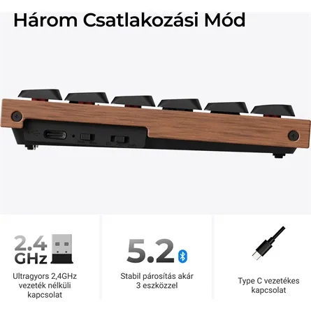 Keychron K3 HE Bluetooth / vezeték nélküli magyar Ultra-fast Lime Magnetic mechanikus billentyűzet fehér – 5. kép