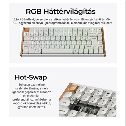 Keychron K3 HE Bluetooth / vezeték nélküli magyar Ultra-fast Lime Magnetic mechanikus billentyűzet fehér – 6. kép