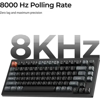 Keychron V1 Ultra 8K Bluetooth / vezeték nélküli magyar Silk POM Red mechanikus billentyűzet fekete – 2. kép