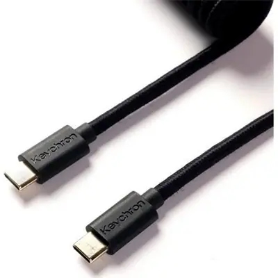 Keychron Coiled Aviator 8K USB-C -> 5-Pin (GX12) M/F adatkábel 1.7m fekete +A-C típusú adapter – 2. kép