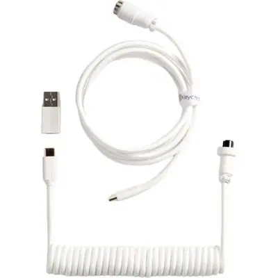 Keychron Coiled Aviator 8K USB-C -> 5-Pin (GX12) M/F adatkábel 1.7m fehér +A-C típusú adapter