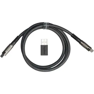 Keychron Double-Sleeved Geek 8K USB-C -> USB-C M/M adatkábel 1m fekete + USB-A adapter
