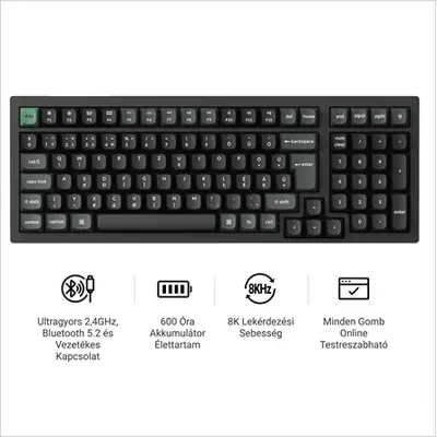 Keychron K4 Ultra 8K Bluetooth / vezeték nélküli magyar Apex Red mechanikus billentyűzet fekete – 2. kép