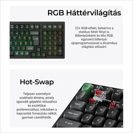 Keychron K4 Ultra 8K Bluetooth / vezeték nélküli magyar Apex Banana mechanikus billentyűzet fekete – 6. kép