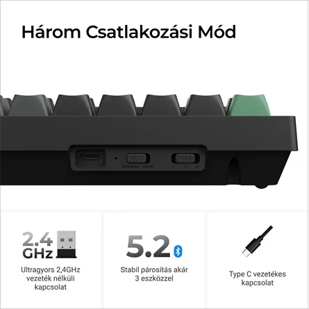 Keychron K4 Ultra 8K Bluetooth / vezeték nélküli magyar Apex Banana mechanikus billentyűzet fekete – 7. kép