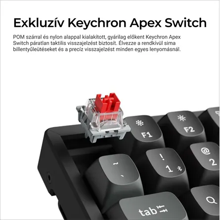 Keychron K8 Ultra 8K Bluetooth / vezeték nélküli magyar Apex Banana mechanikus billentyűzet fekete – 3. kép