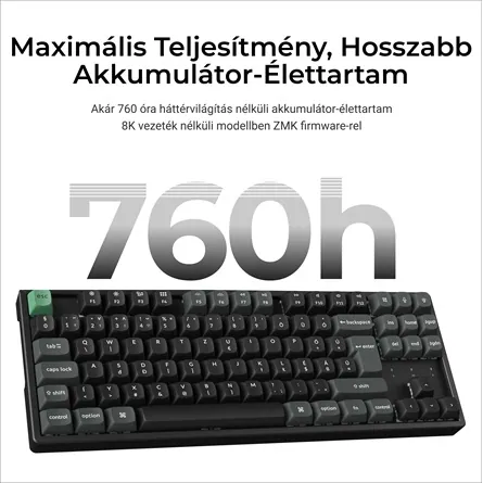 Keychron K8 Ultra 8K Bluetooth / vezeték nélküli magyar Apex Banana mechanikus billentyűzet fekete – 5. kép