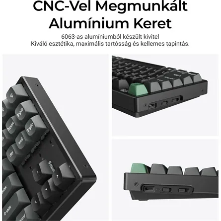 Keychron K8 Ultra 8K Bluetooth / vezeték nélküli magyar Apex Banana mechanikus billentyűzet fekete – 6. kép