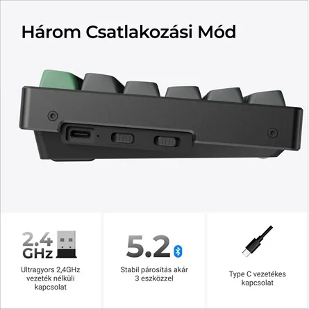 Keychron K8 Ultra 8K Bluetooth / vezeték nélküli magyar Apex Banana mechanikus billentyűzet fekete – 8. kép