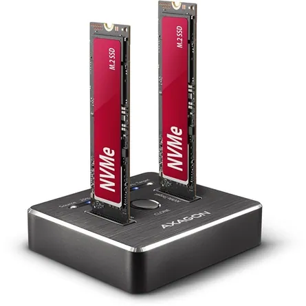 AXAGON ADSA-M2C SuperSpeed USB-C 10 Gbps Dual NVMe M.2 SSD Clone Master Dock