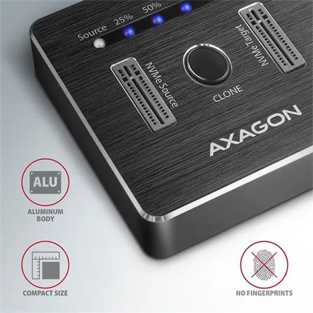AXAGON ADSA-M2C SuperSpeed USB-C 10 Gbps Dual NVMe M.2 SSD Clone Master Dock – 5. kép