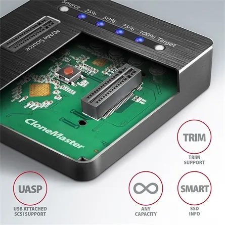 AXAGON ADSA-M2C SuperSpeed USB-C 10 Gbps Dual NVMe M.2 SSD Clone Master Dock – 6. kép