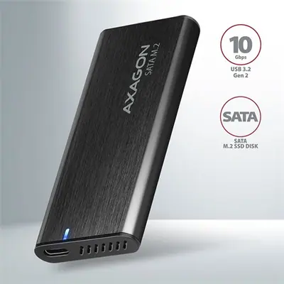 AXAGON EEM2-SBC SuperSpeed+ USB-C - M.2 SATA SSD RAW Box Black – 2. kép