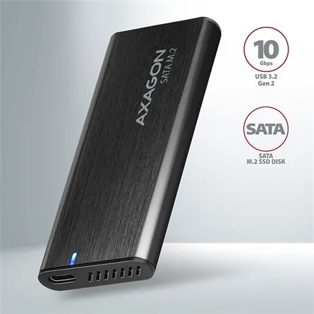 AXAGON EEM2-SBC SuperSpeed+ USB-C - M.2 SATA SSD RAW Box Black – 2. kép
