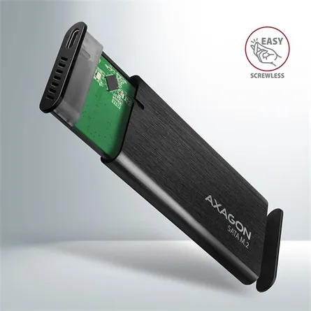 AXAGON EEM2-SBC SuperSpeed+ USB-C - M.2 SATA SSD RAW Box Black – 3. kép