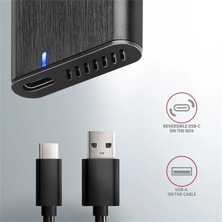 AXAGON EEM2-SBC SuperSpeed+ USB-C - M.2 SATA SSD RAW Box Black – 6. kép
