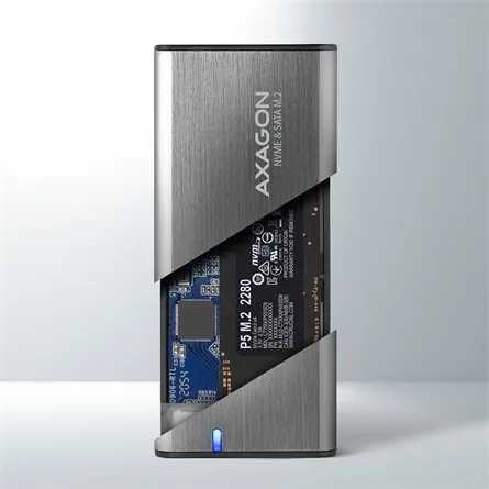 AXAGON EEM2-SG2 SuperSpeed+ USB-C - M.2 NVMe & SATA SSD RAW box Grey – 4. kép