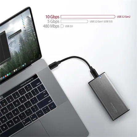 AXAGON EEM2-SG2 SuperSpeed+ USB-C - M.2 NVMe & SATA SSD RAW box Grey – 7. kép
