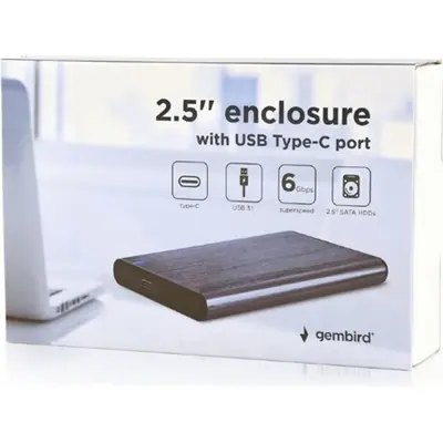 Gembird E2-U3S-6-GR USB3.1 Enclosure Aluminium with USB Type-C Grey – 2. kép