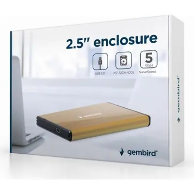 Gembird EE2-U3S-3-GL USB3.0 2,5" Enclosure Aluminium Gold – 2. kép