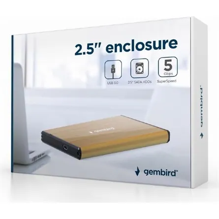 Gembird EE2-U3S-3-GL USB3.0 2,5" Enclosure Aluminium Gold – 2. kép
