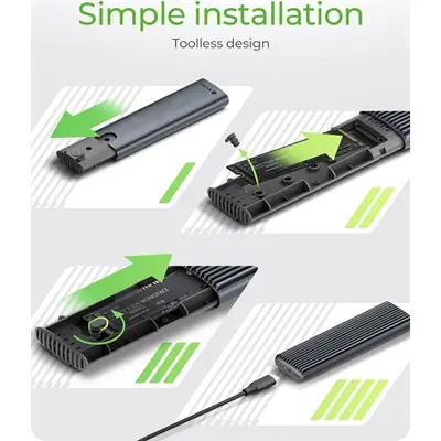 Raidsonic ICY BOX IB-1808MCT-CU31 M.2 SATA3 / PCIe NVMe USB-C 3.2 Gen2×1 külső ház fekete – 2. kép