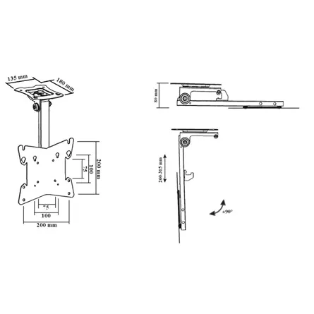 Harmantrade CM100 17"-40" TV mennyezeti tartó fekete – 2. kép