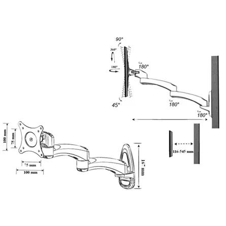Harmantrade LS15 13"-27" monitor fali tartó fekete-fehér – 3. kép
