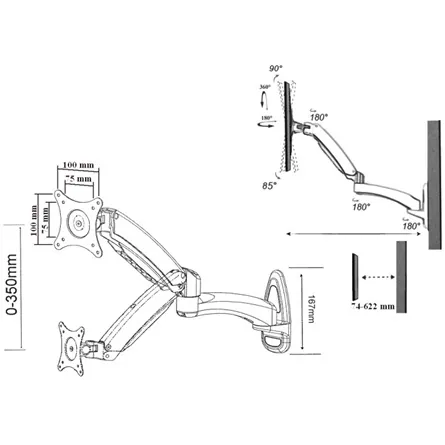 Harmantrade LR15 13"-27" monitor fali tartó fekete-fehér – 3. kép