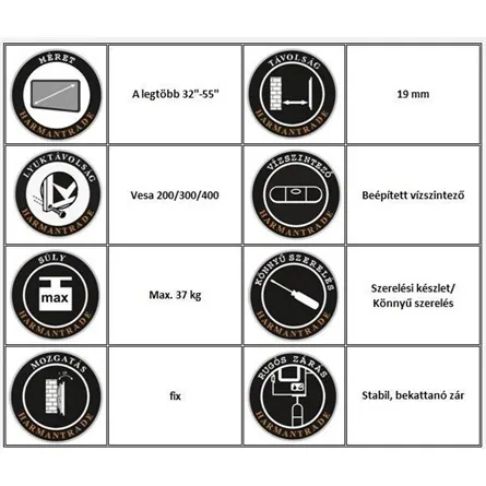 Harmantrade LD08 32"-55" TV fali tartó fekete – 2. kép