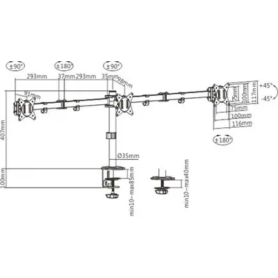 Gembird MA-D3-01 17"-27" monitor tartó asztalra fekete – 2. kép